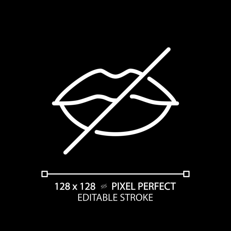 Speech loss white linear icon for dark theme. Disabled person. Articulation rehabilitation. Mental support, special needs. Thin line illustration. Isolated symbol for night mode. Editable stroke vector