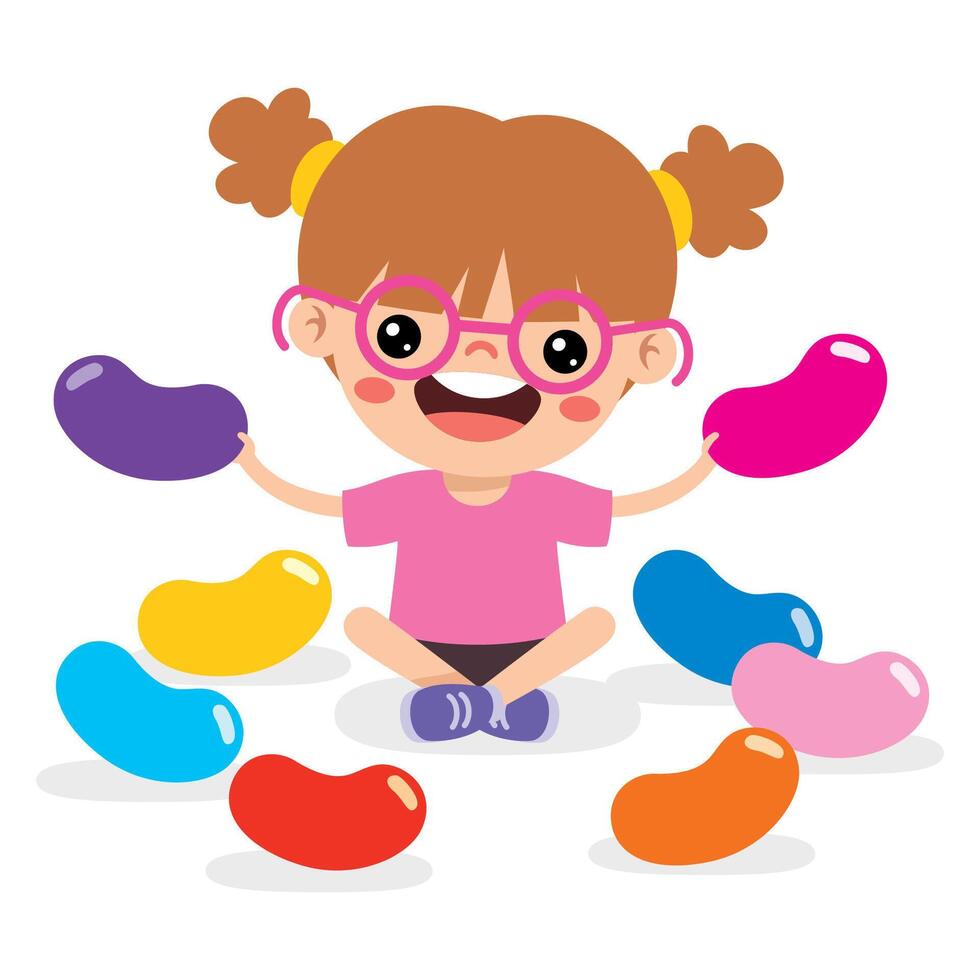 Illustration Of Kid With Jelly Bean vector