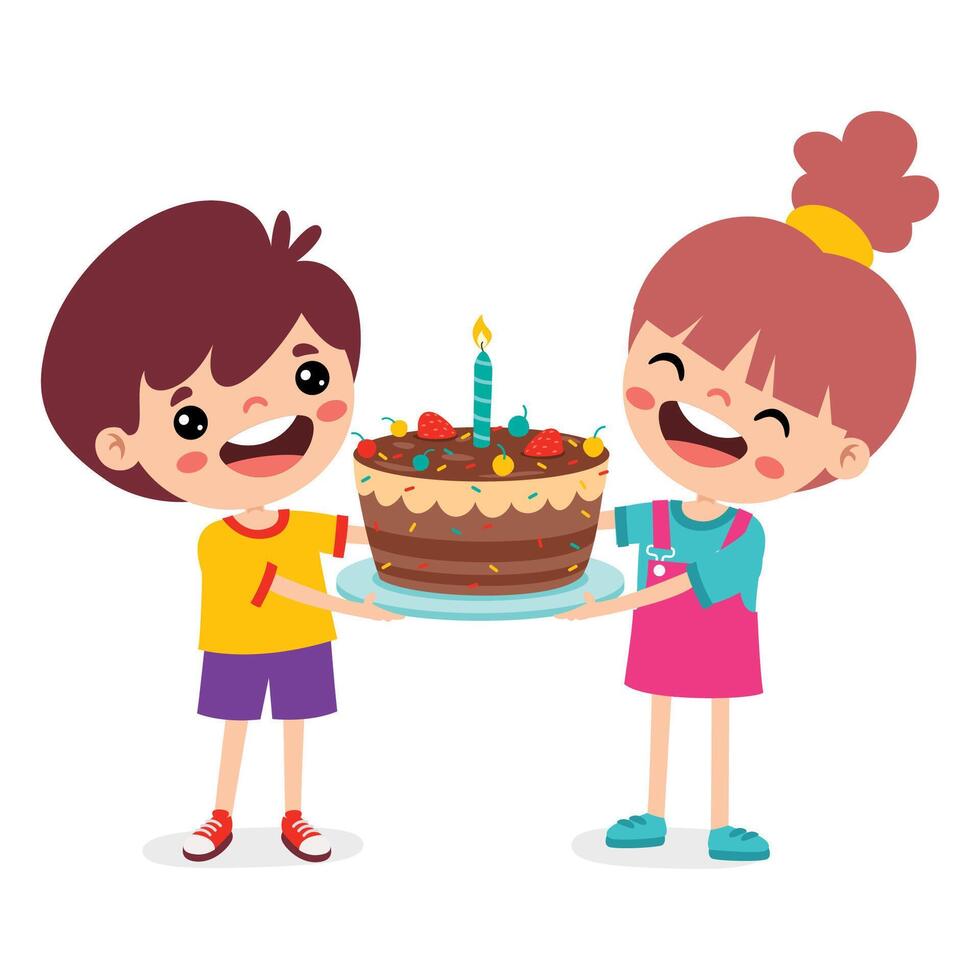 Illustration Of Kids With Cake vector