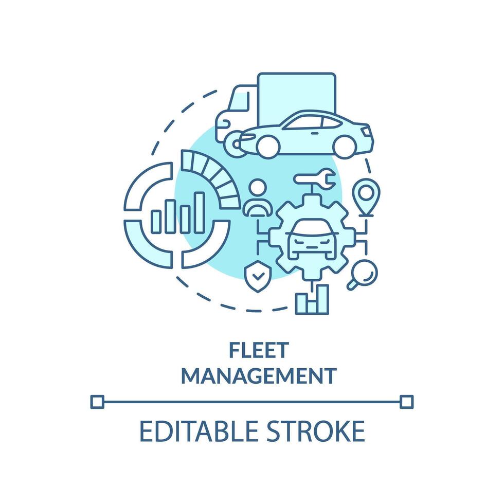 Fleet management soft blue concept icon. Vehicle maintenance. Operational efficiency. Round shape line illustration. Abstract idea. Graphic design. Easy to use in infographic, presentation vector