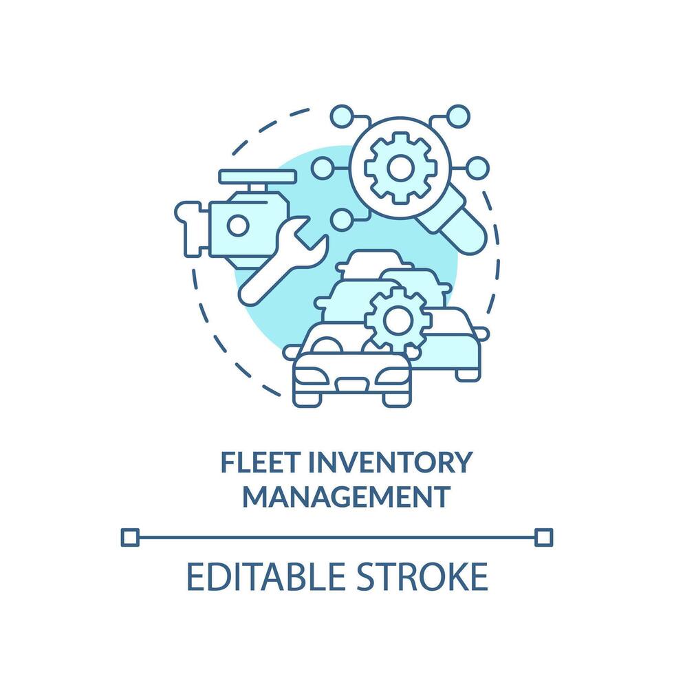 Fleet inventory management soft blue concept icon. Vehicle diagnostic, efficiency control. Round shape line illustration. Abstract idea. Graphic design. Easy to use in infographic, presentation vector