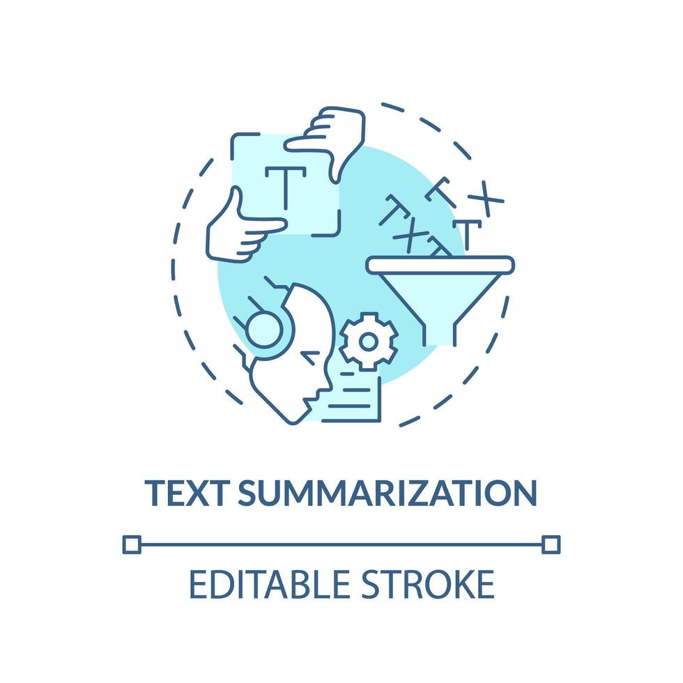 Text summarization soft blue concept icon. Natural language processing. Intelligent data analysis. Round shape line illustration. Abstract idea. Graphic design. Easy to use in infographic vector