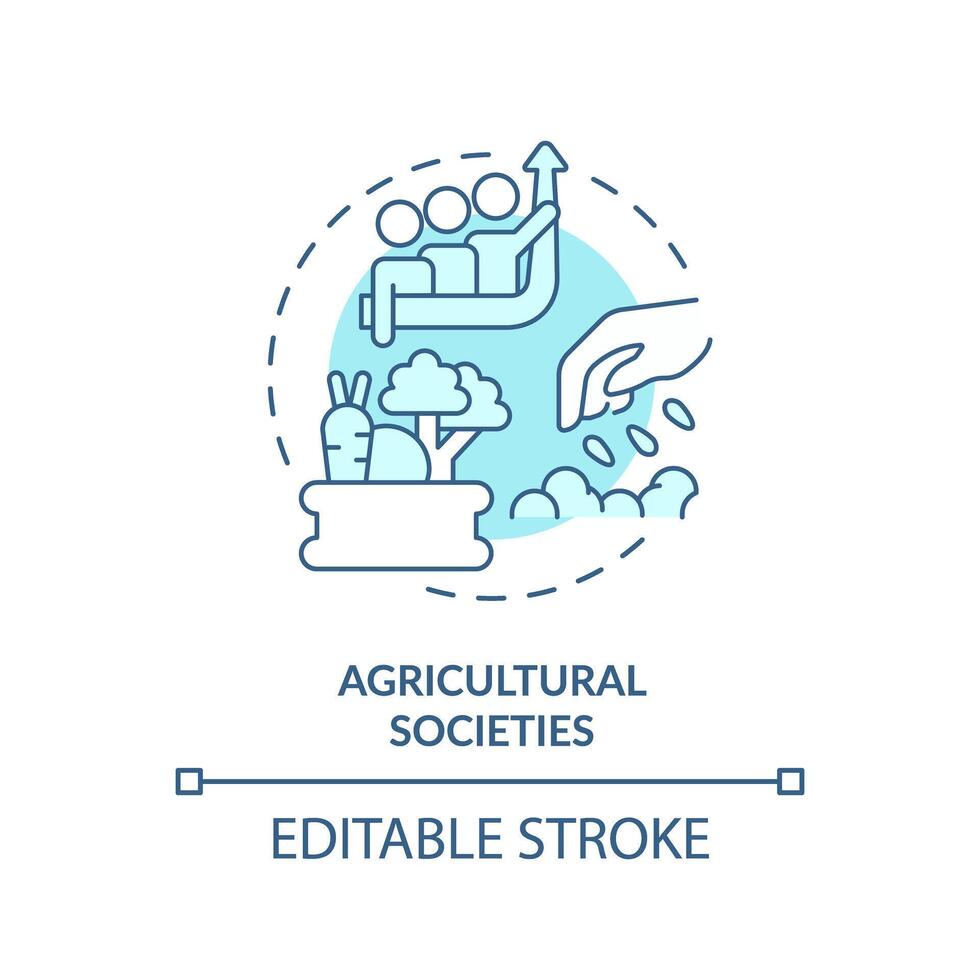 Agricultural society soft blue concept icon. Agrarian community. Population growth. Crop production. Round shape line illustration. Abstract idea. Graphic design. Easy to use in article vector