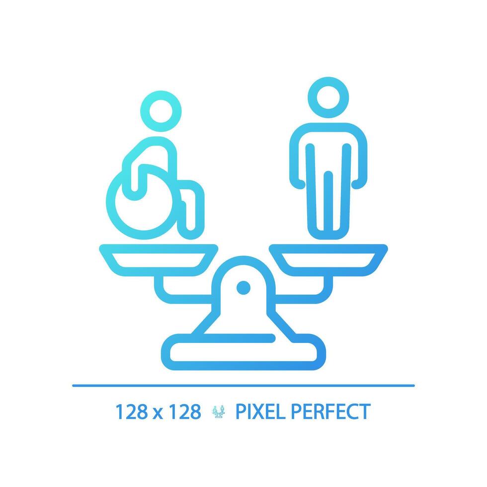Equality and diversity gradient linear vector icon. Disability community service. Disabled person equal special needs. Thin line color symbol. Modern style pictogram. Vector isolated outline drawing