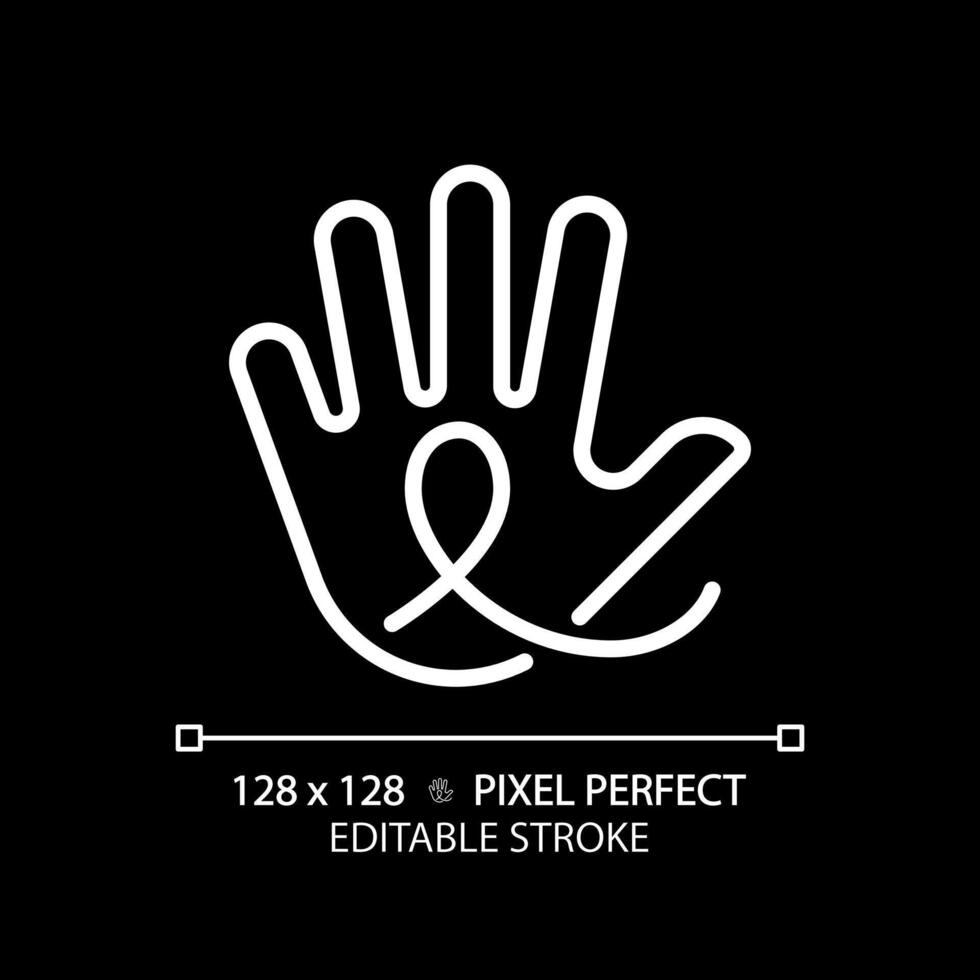 Down syndrome white linear icon for dark theme. Chromosomal intellectual disability. Social issues, inclusive education. Thin line illustration. Isolated symbol for night mode. Editable stroke vector