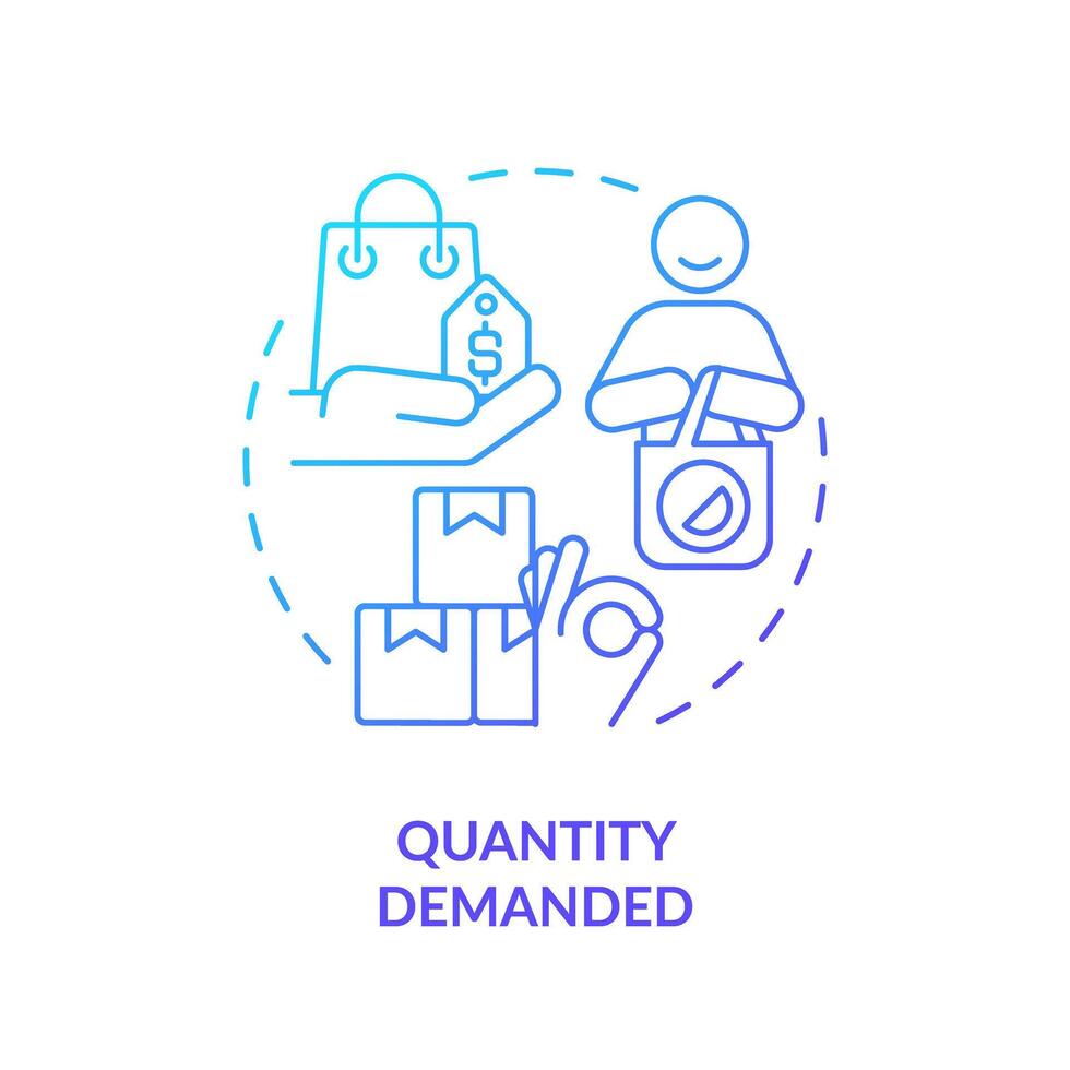 cantidad exigido azul degradado concepto icono. cantidad de productos consumidores comprar. redondo forma línea ilustración. resumen idea. gráfico diseño. fácil a utilizar en folleto márketing vector