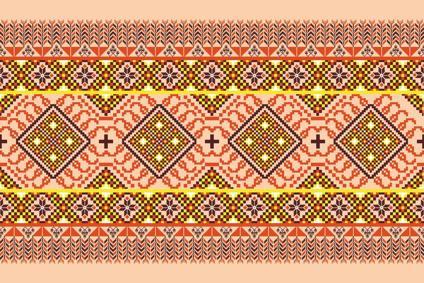 Aztec tribal geometric vector background in black red yellow white Seamless stripe pattern. Traditional ornament ethnic style. Design for textile, fabric, clothing, curtain, rug, ornament, wrapping.