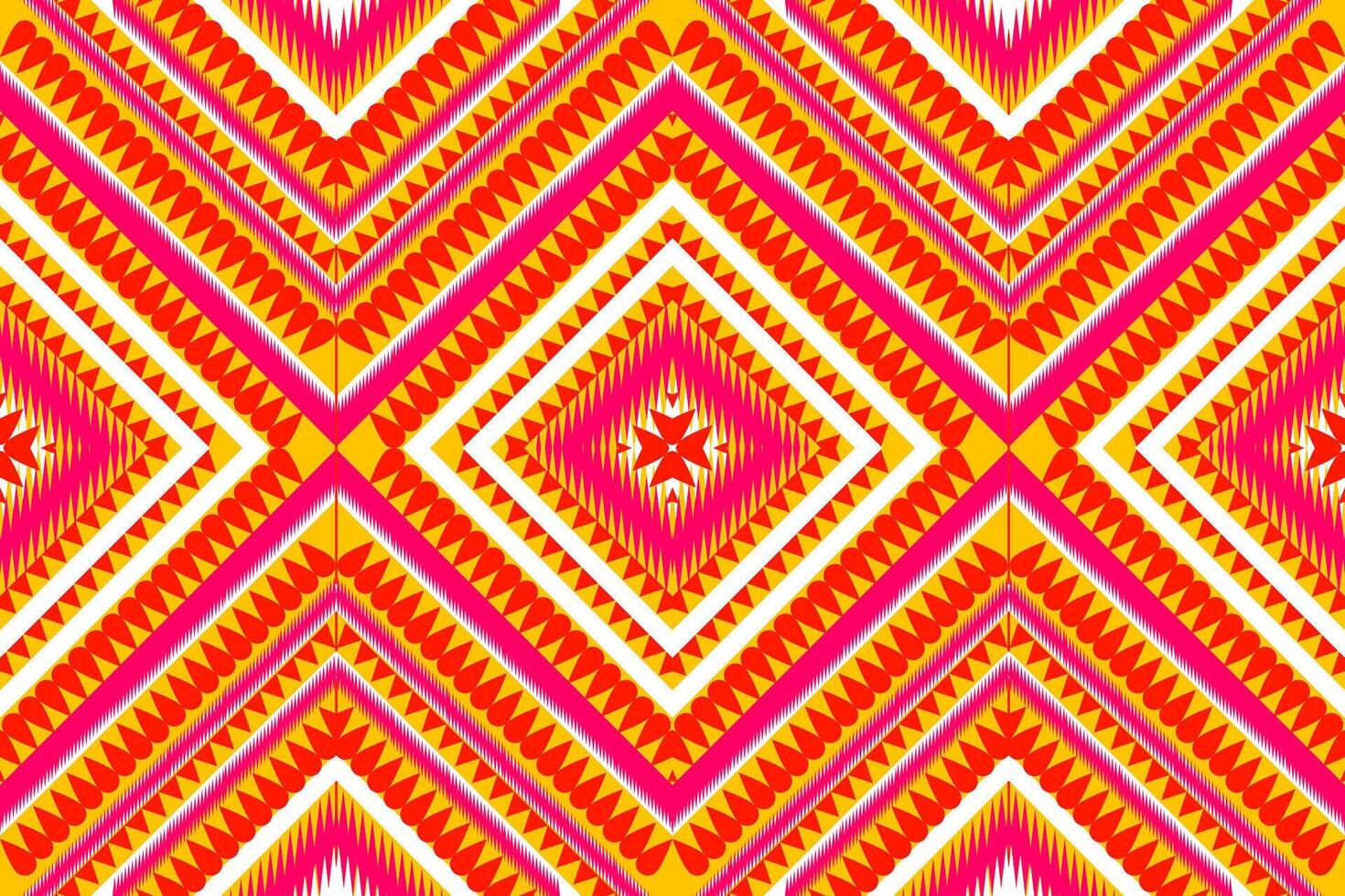 azteca tribal geométrico vector antecedentes en negro rojo amarillo blanco sin costura raya modelo. tradicional ornamento étnico estilo. diseño para textil, tela, ropa, cortina, alfombra, ornamento, envase.