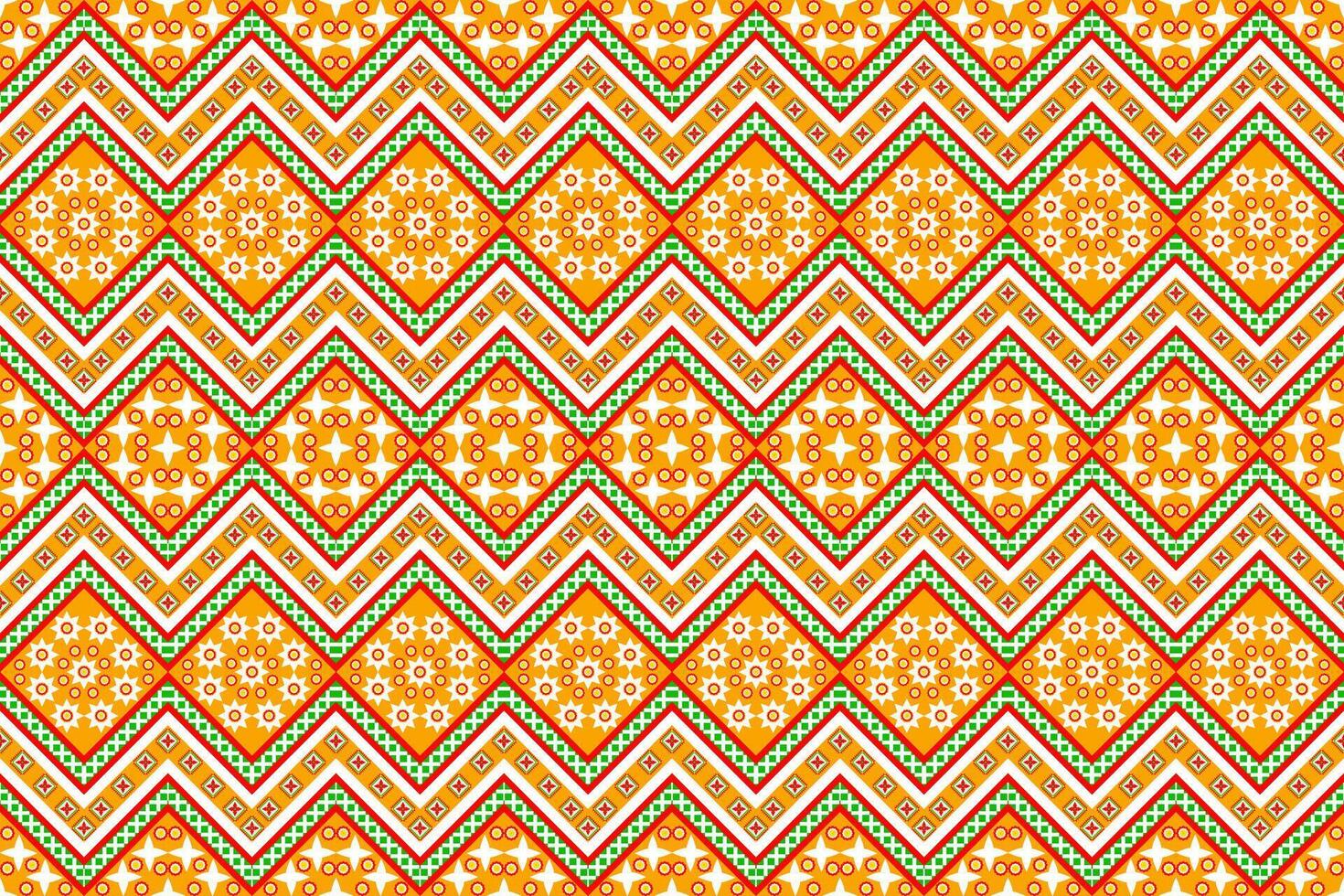 Seamless design pattern, traditional geometric flower zigzag pattern Christmas yellow yellow green white vector illustration design, abstract fabric pattern, aztec style for print textiles