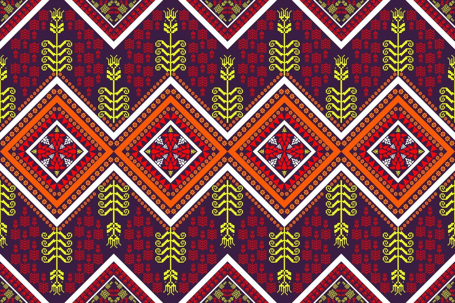 azteca tribal geométrico vector antecedentes en negro rojo amarillo blanco sin costura raya modelo. tradicional ornamento étnico estilo. diseño para textil, tela, ropa, cortina, alfombra, ornamento, envase.