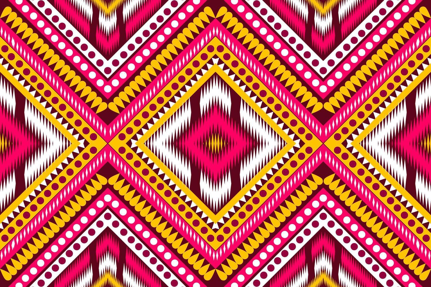 Aztec tribal geometric vector background in black red yellow white Seamless stripe pattern. Traditional ornament ethnic style. Design for textile, fabric, clothing, curtain, rug, ornament, wrapping.