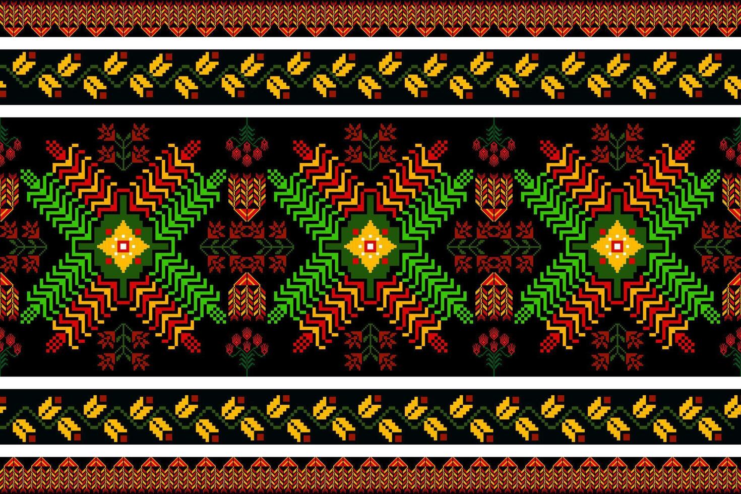 Aztec tribal geometric vector background in black red yellow white Seamless stripe pattern. Traditional ornament ethnic style. Design for textile, fabric, clothing, curtain, rug, ornament, wrapping.