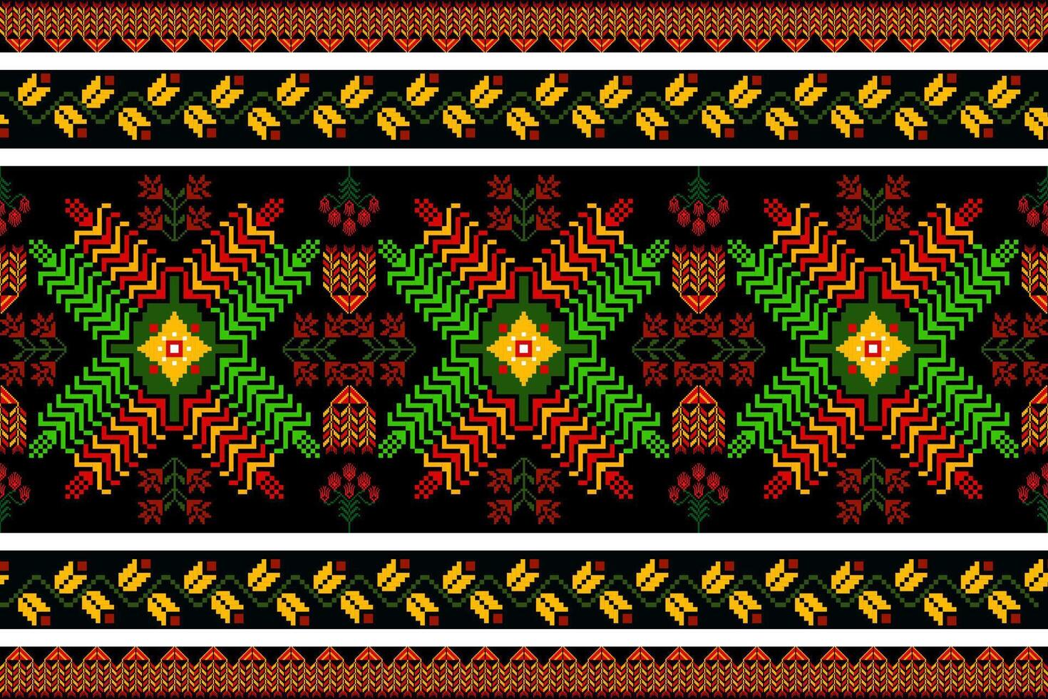 Aztec tribal geometric vector background in black red yellow white Seamless stripe pattern. Traditional ornament ethnic style. Design for textile, fabric, clothing, curtain, rug, ornament, wrapping.