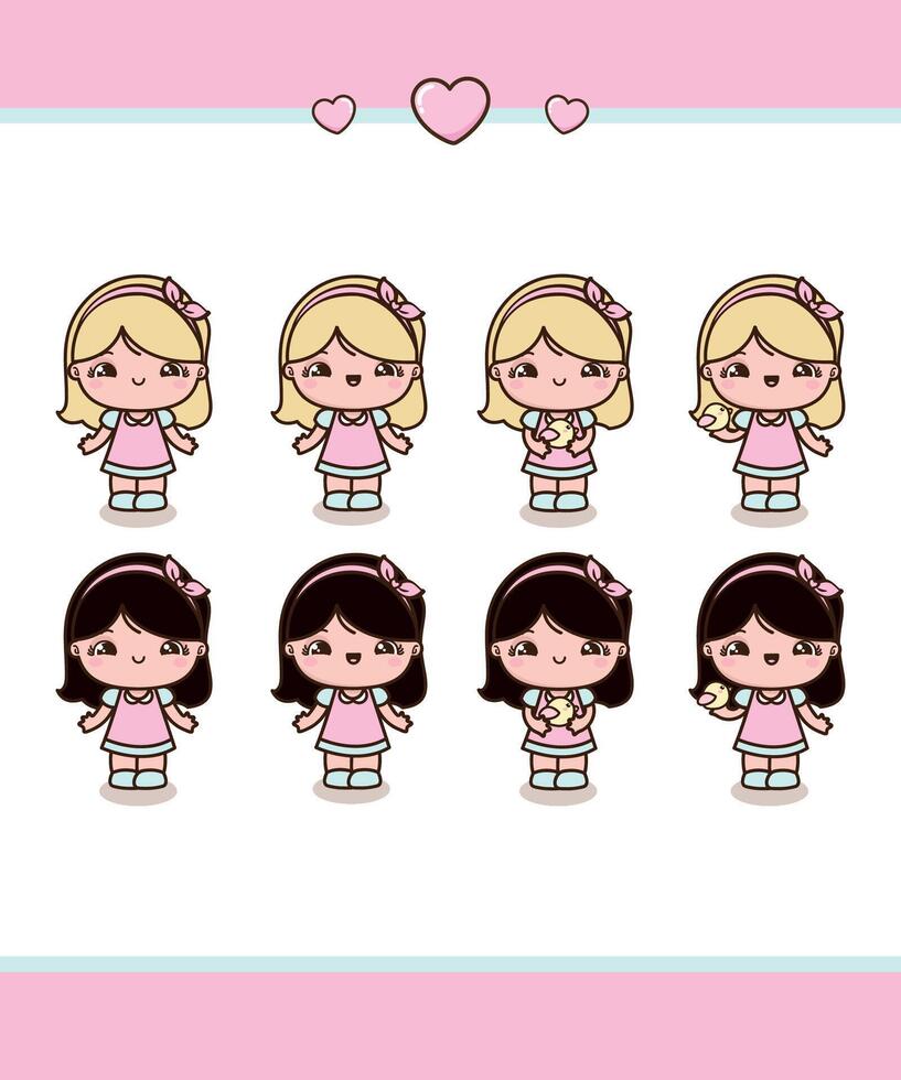 Chibi Little Girls vector