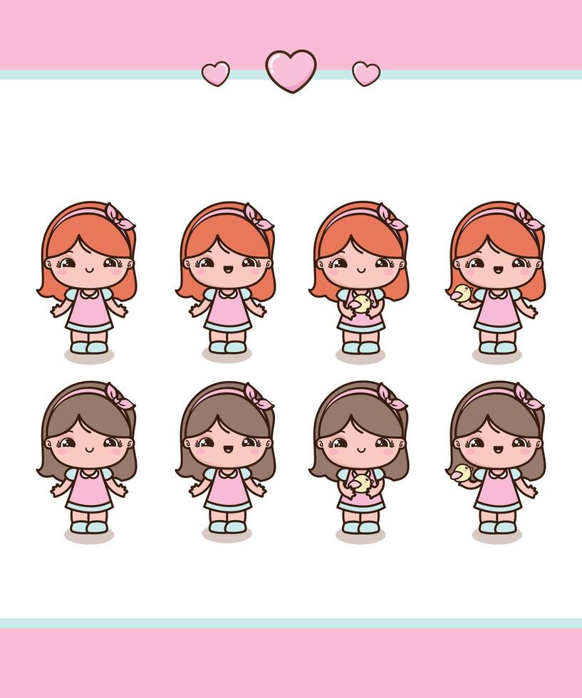 Chibi Little Girls vector
