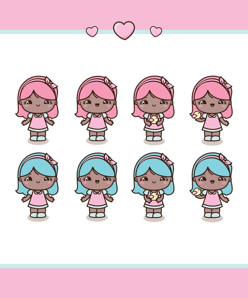 Chibi Little Girls vector