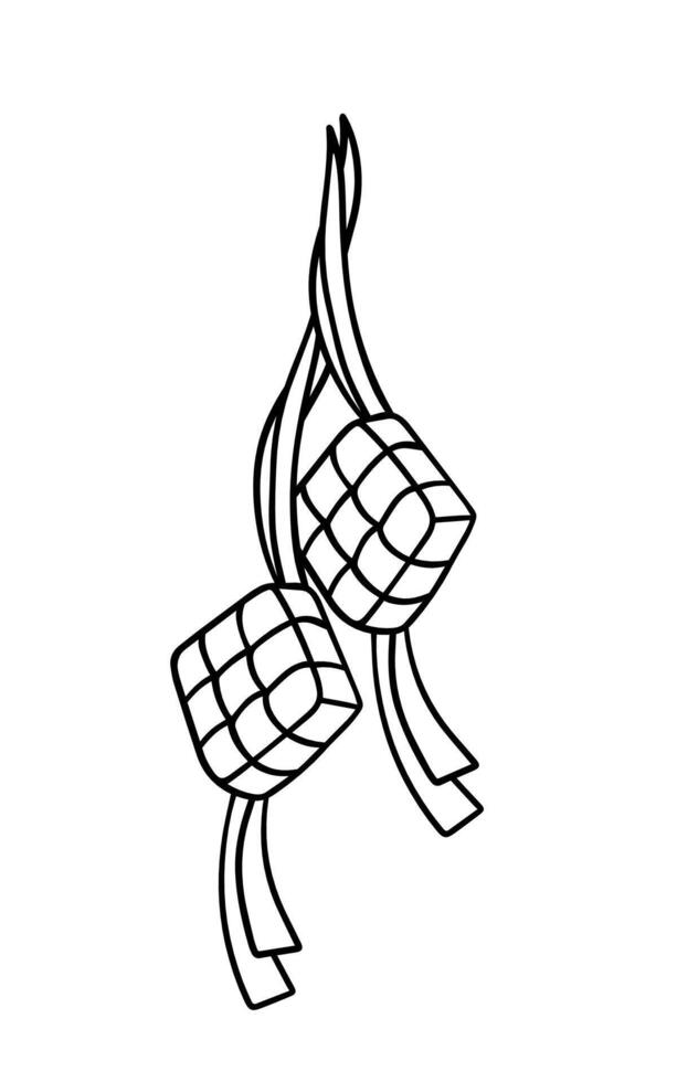 negro línea ketupat mano dibujado vector para Ramadán y eid Alabama fitr islámico antecedentes elementos decoración