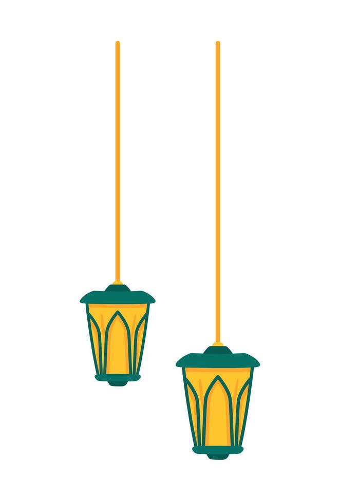 Islamic Lantern for Ramadan Decoration in Cute Cartoon Vector Illustration
