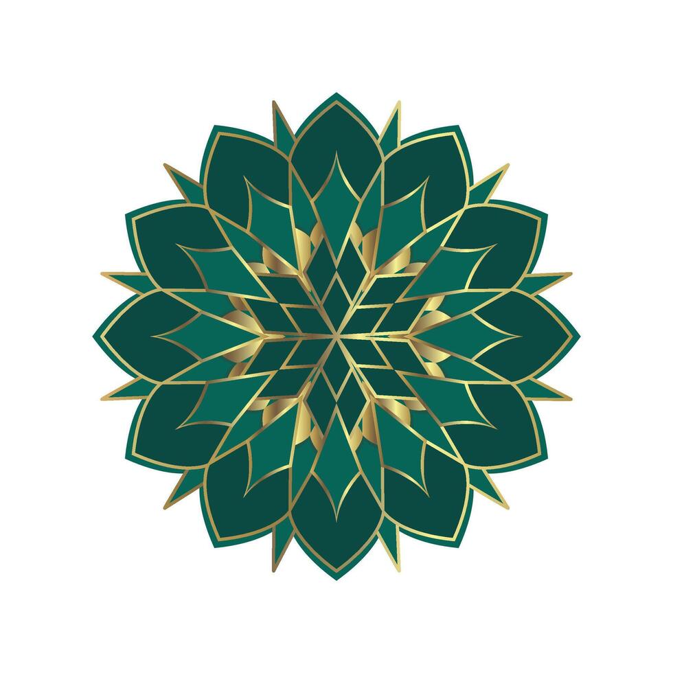 Islamic Luxury Green Gold Flower Mandala Element Decoration Vector Illustration