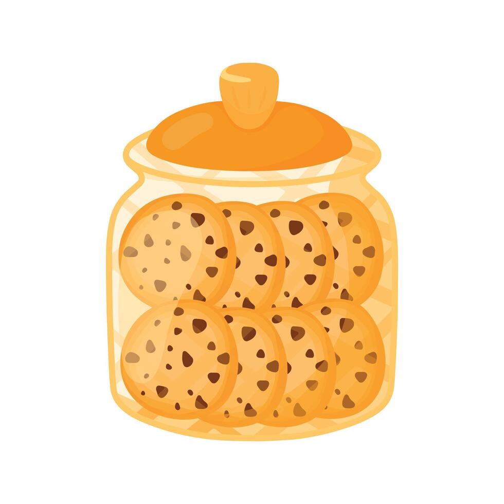 galletas en oro estético tarro con choco papas fritas comida panadería en plano icono vector ilustración