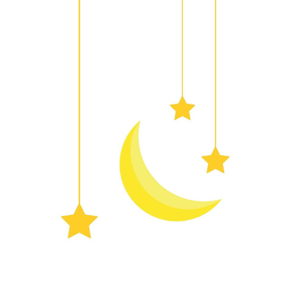 Moon and Star Hanging Vector Illustration for Islamic Header Element Decoration