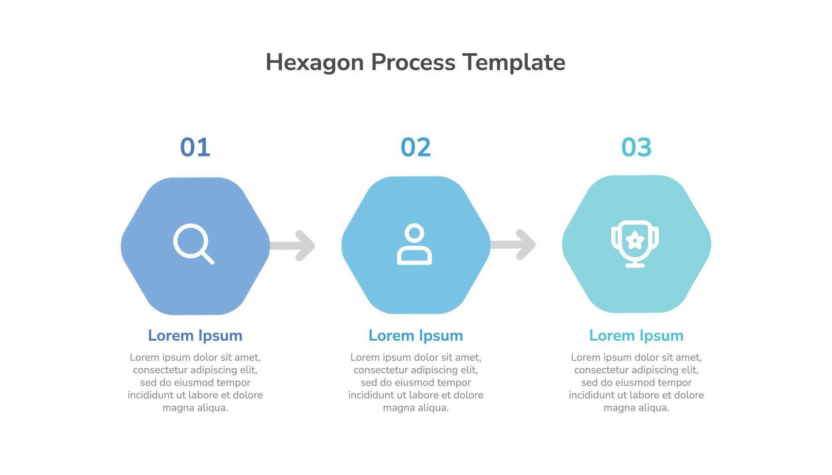 Hexagon process infographic template design with 3 steps and icons vector