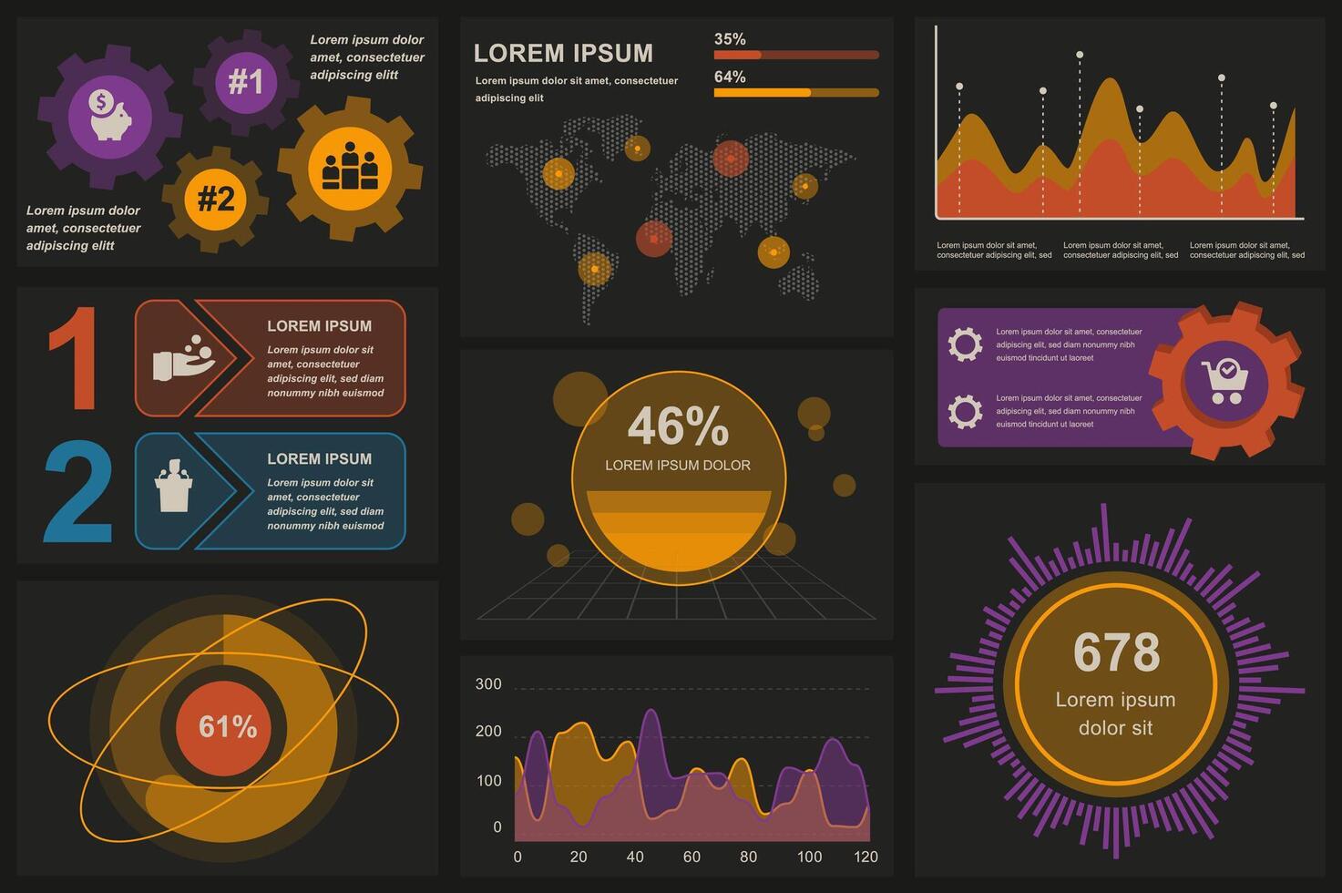 Set of infographic elements data visualization vector design template. Can be used for steps, options, business process, workflow, diagram, flowchart concept, timeline, marketing icons, info graphics.