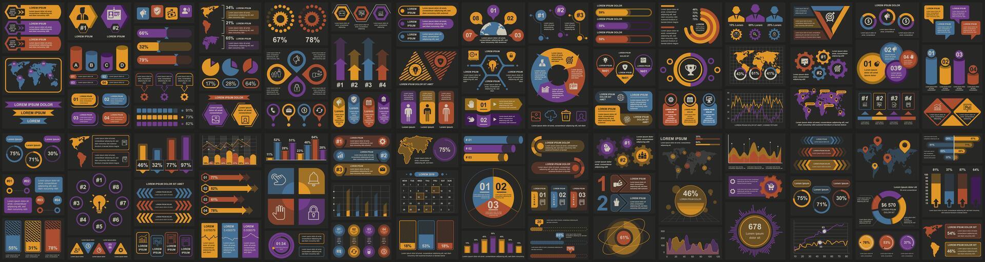 mega conjunto de infografía elementos datos visualización vector diseño modelo. lata ser usado para pasos, opciones, negocio proceso, flujo de trabajo, diagrama, diagrama de flujo, línea de tiempo, marketing. haz informacion gráficos.