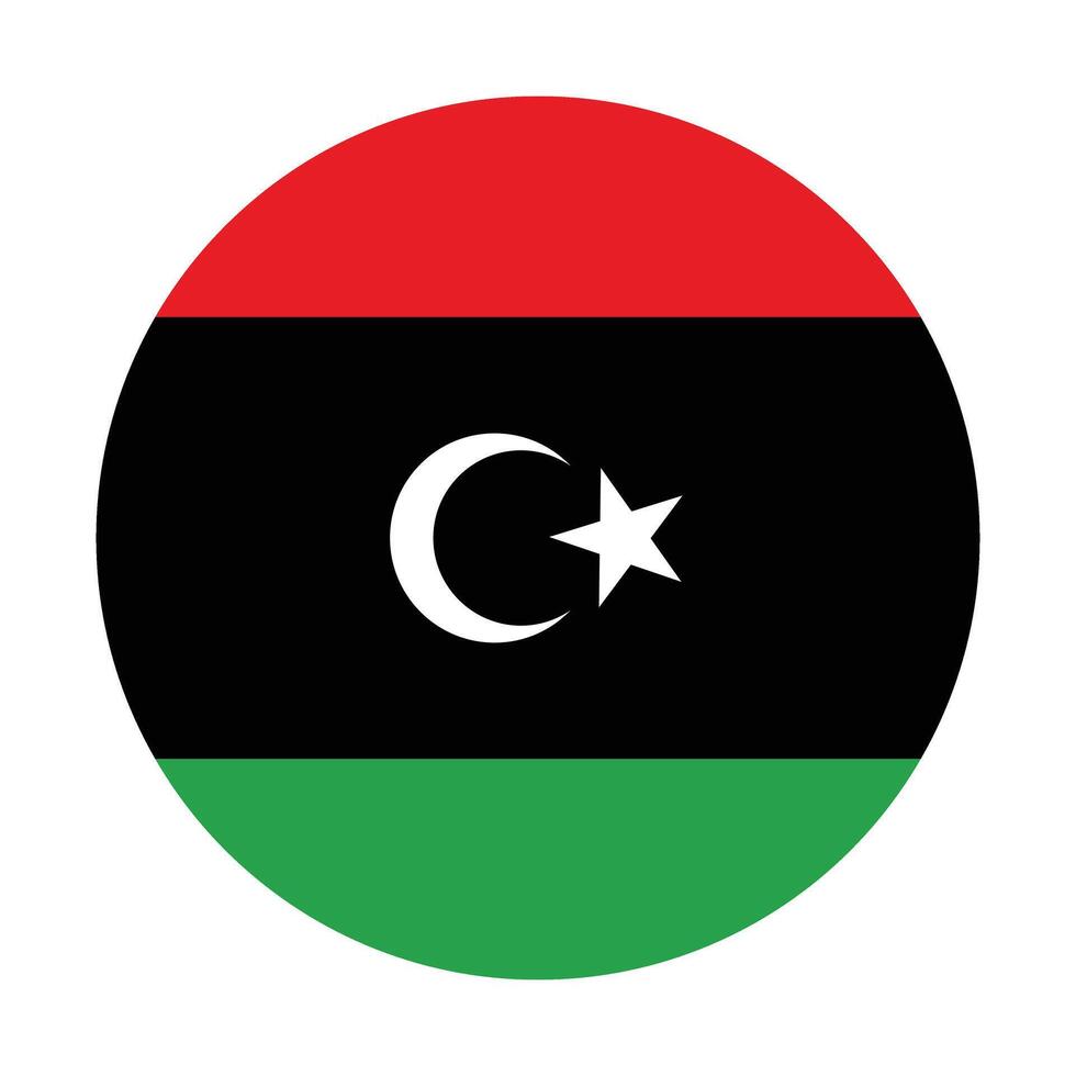 Libya national flag vector icon design. Libya circle flag. Round of Libya flag.