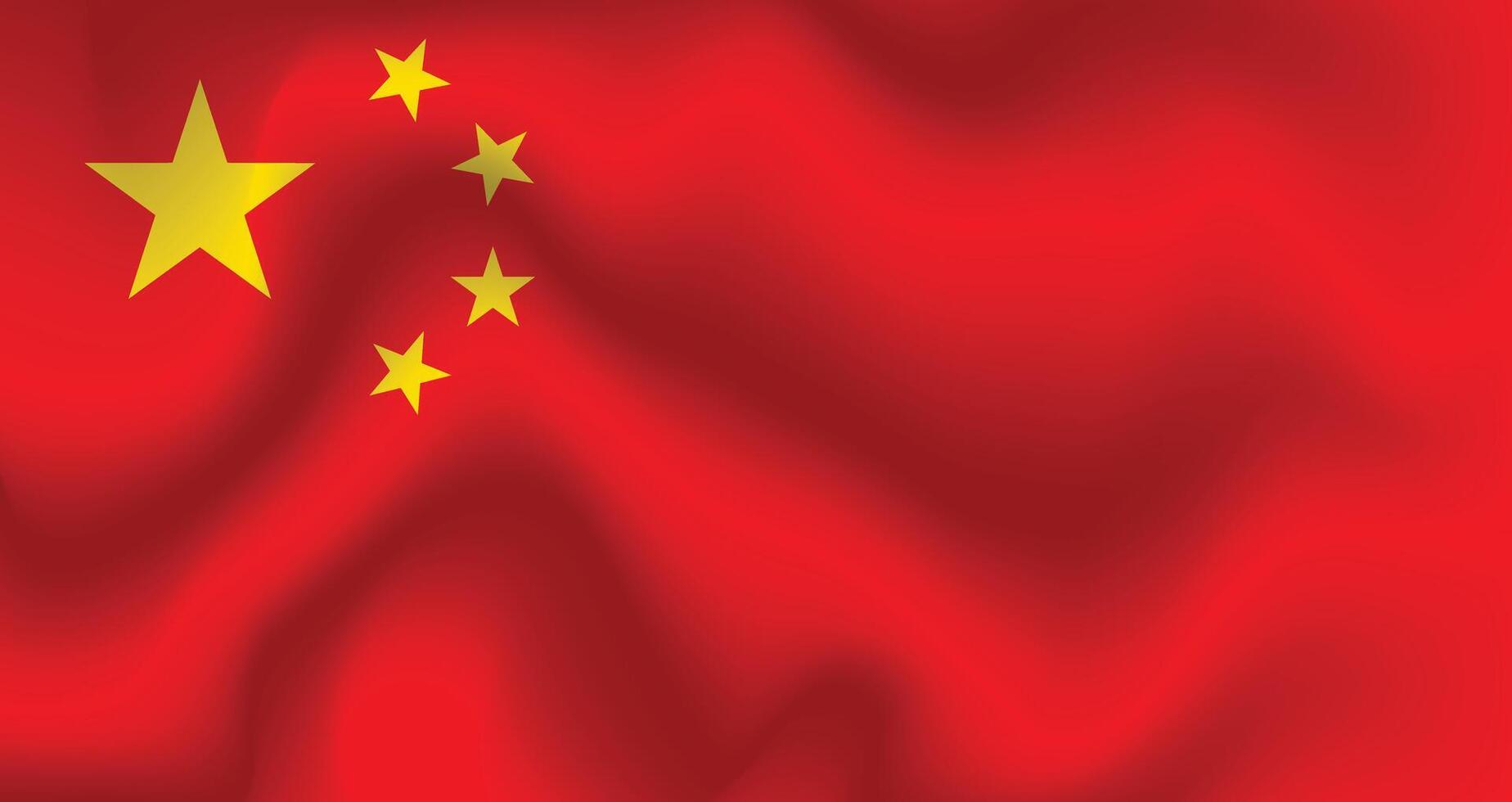 Flat Illustration of Chinese flag. China national flag design. China wave flag. vector