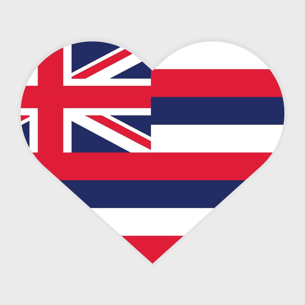 Hawaii state flag vector icon design. Hawaii state flag in Heart shape. Vector Hawaii flag in Heart.