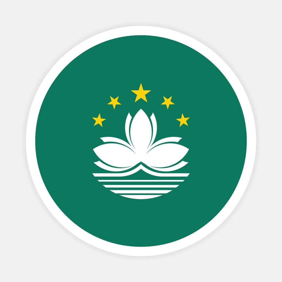 Macau national flag vector icon design. Macau circle flag. Round of Macau flag.