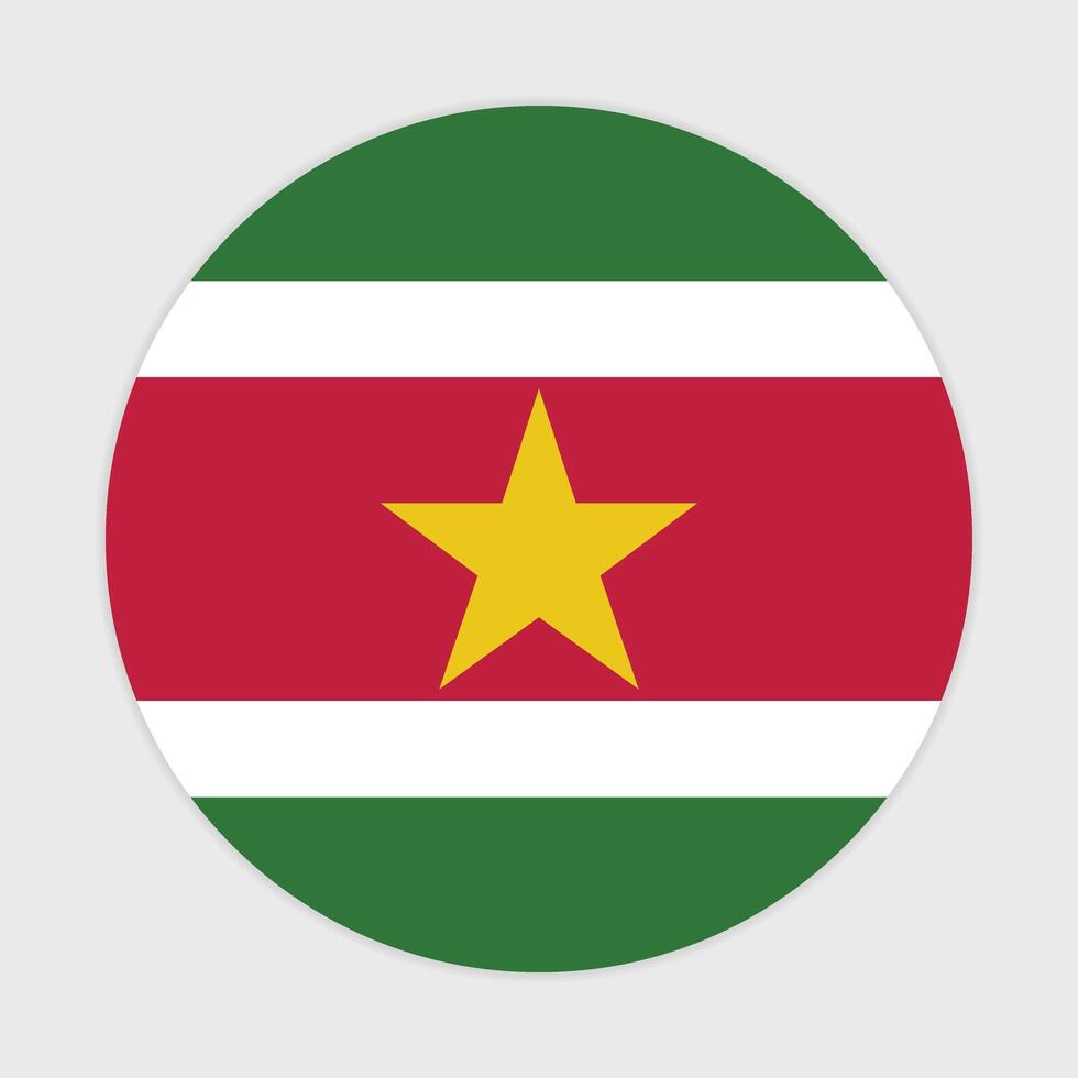 Suriname national flag vector icon design. Suriname circle flag. Round of Suriname flag.
