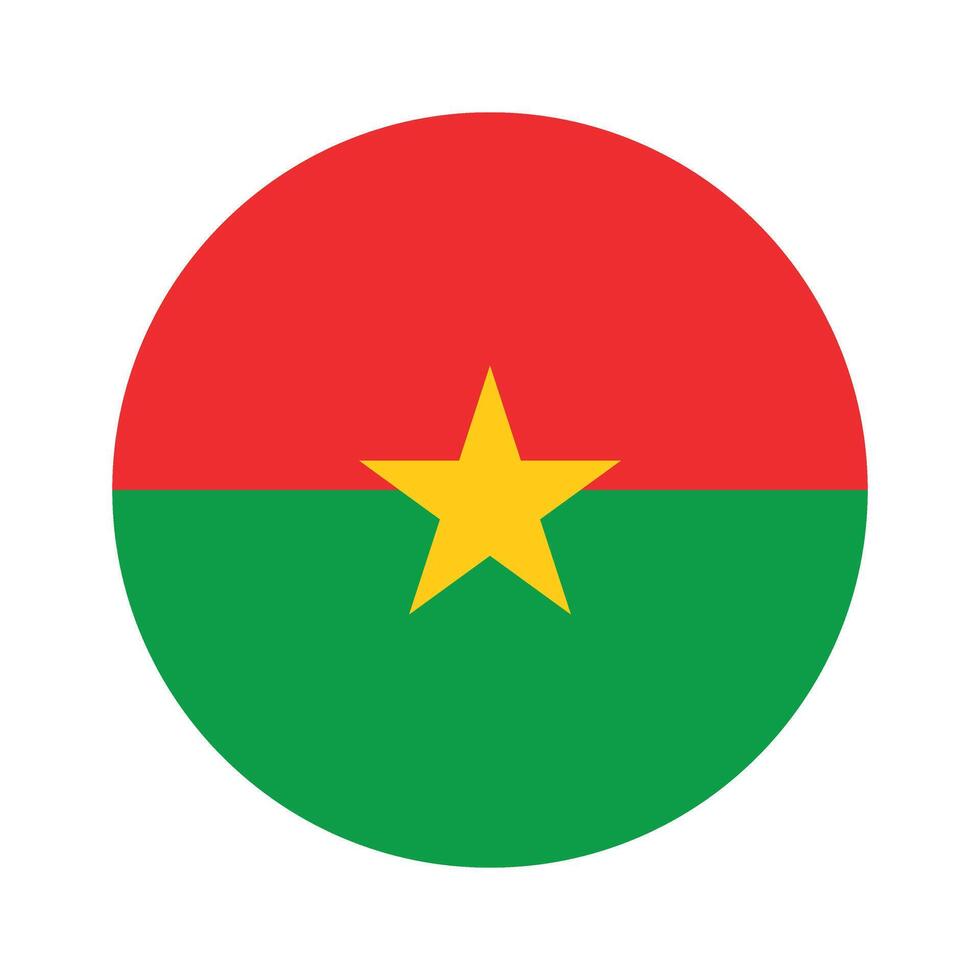 Burkina Faso national flag vector icon design. Burkina Faso circle flag. Round of Burkina Faso flag.