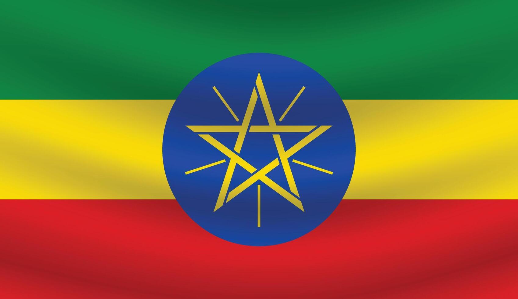 Flat Illustration of Ethiopia national flag. Ethiopia flag design. Ethiopia Wave flag. vector