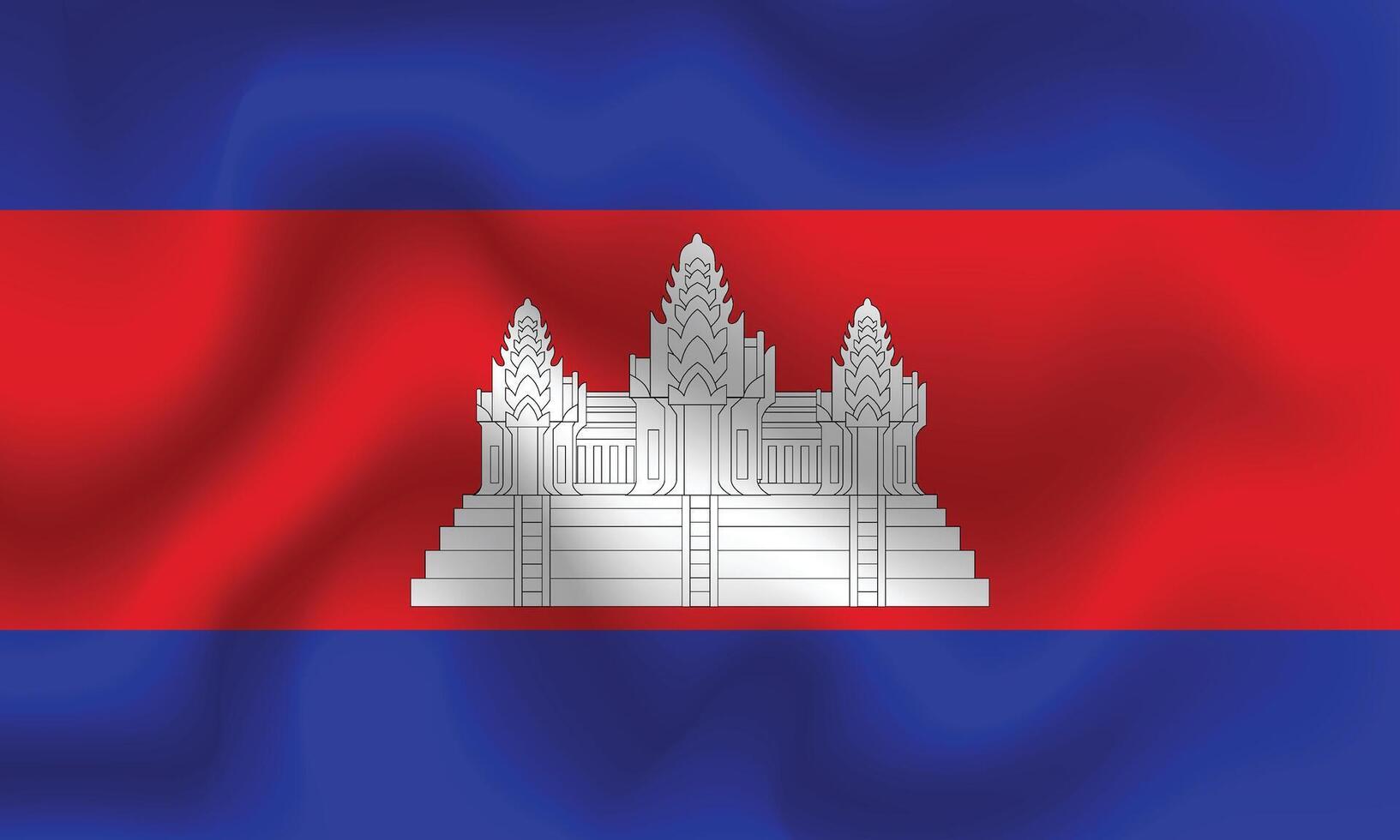 Flat Illustration of the Cambodian flag. Cambodia national flag design. Cambodia wave flag. vector