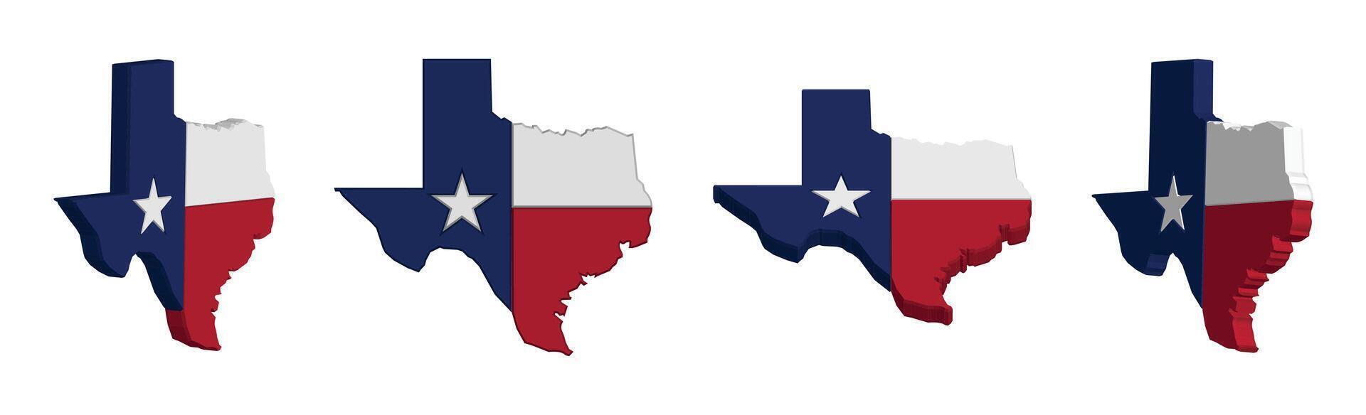 Texas Map with flag. vector