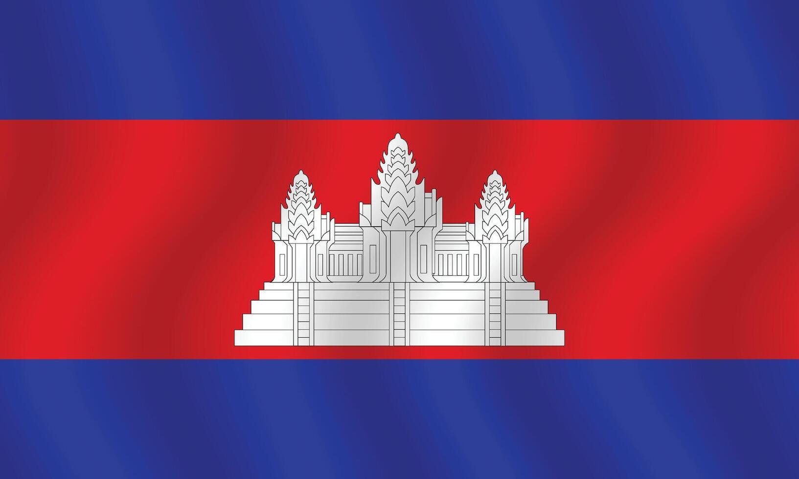 Flat Illustration of the Cambodian flag. Cambodia national flag design. Cambodia wave flag. vector