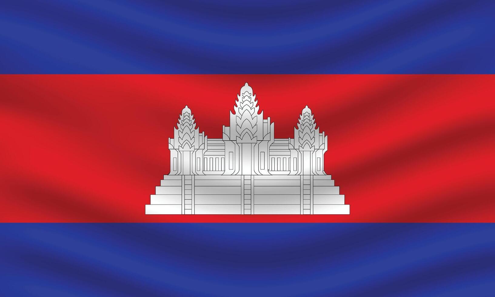 Flat Illustration of the Cambodian flag. Cambodia national flag design. Cambodia wave flag. vector