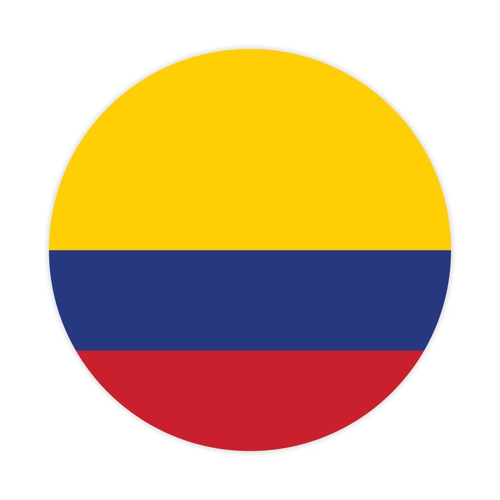 Flat Illustration of Colombia national flag. Colombia circle flag. Round of Colombia flag. vector