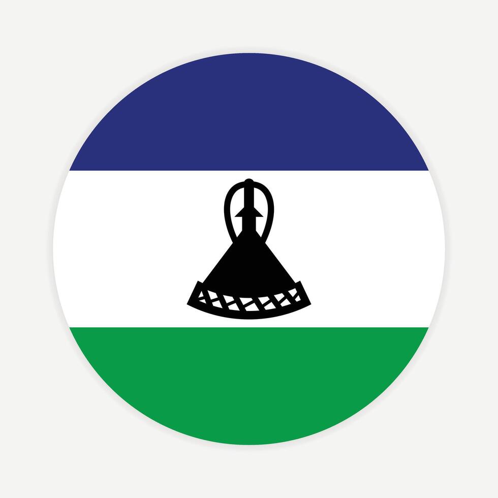 Lesotho national flag vector icon design. Lesotho circle flag. Round of Lesotho flag.