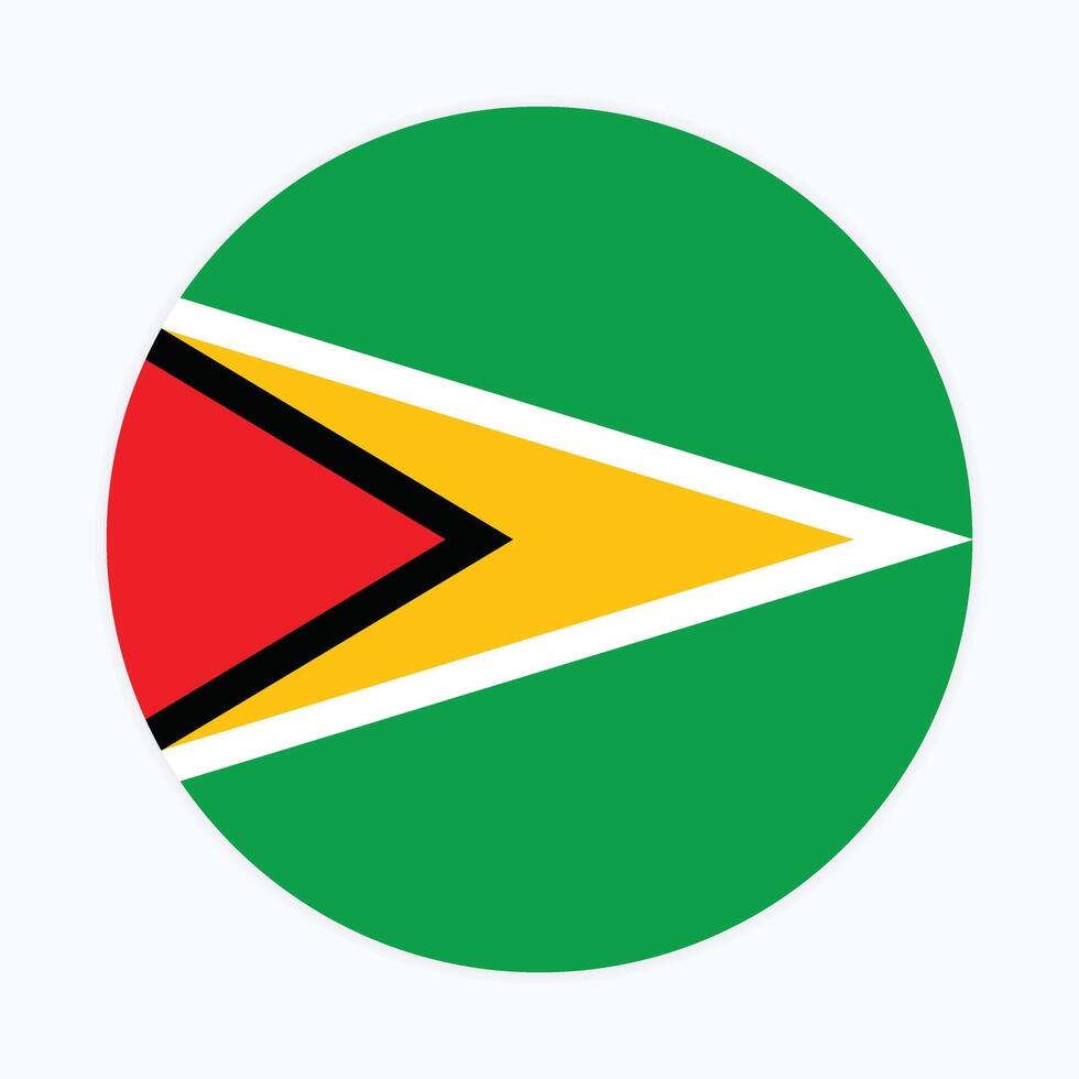 Guyana national flag vector icon design. Guyana circle flag. Round of Guyana flag.