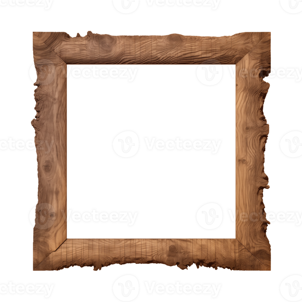 AI generated an old wooden square frame isolated on a transparent background png