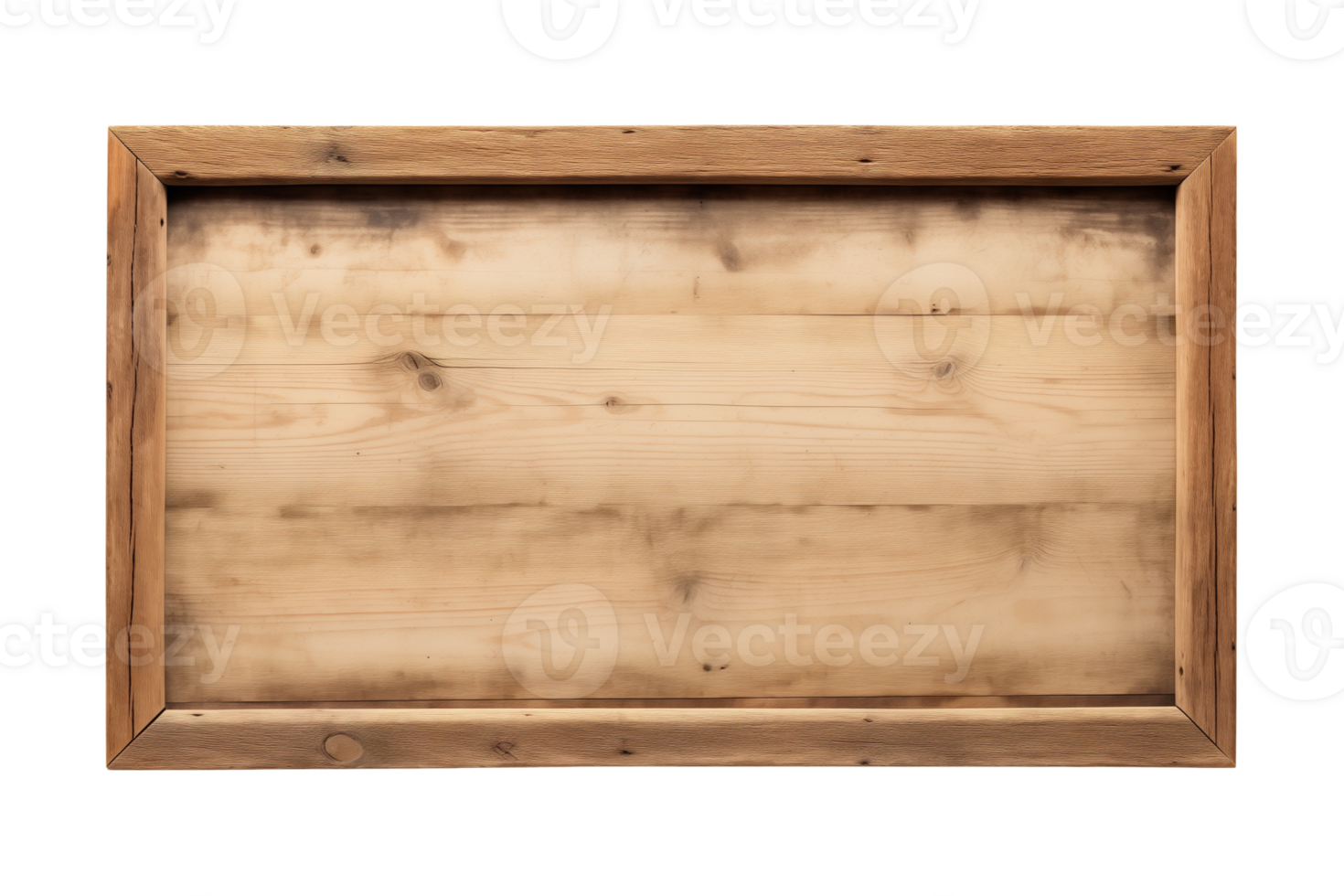 AI generated a rectangular wooden signboard, plate, plank, frame isolated on a transparent background, PNG