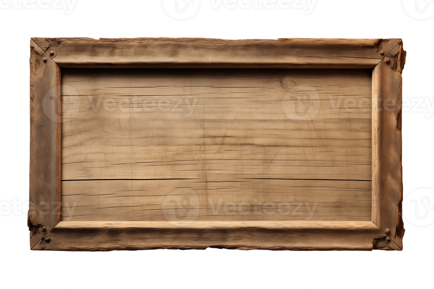 AI generated a rectangular wooden signboard, plate, plank, frame isolated on a transparent background, PNG