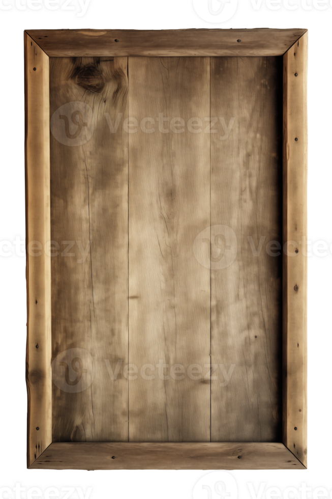 AI generated a rectangular wooden signboard, plate, plank, frame isolated on a transparent background, PNG