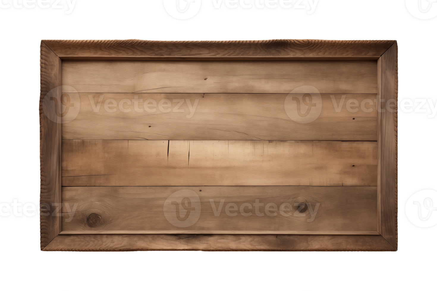 AI generated a rectangular wooden signboard, plate, plank, frame isolated on a transparent background, PNG