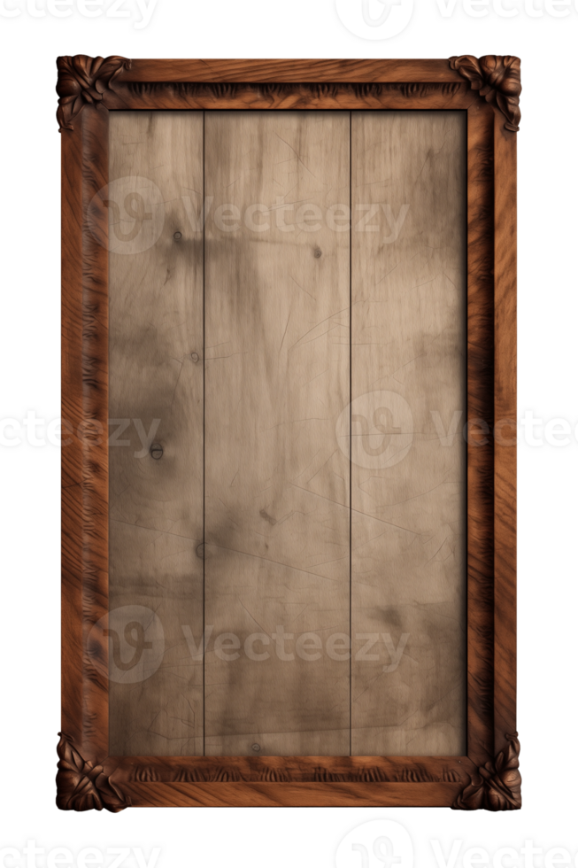 AI generated a rectangular wooden signboard, plate, plank, frame isolated on a transparent background, PNG