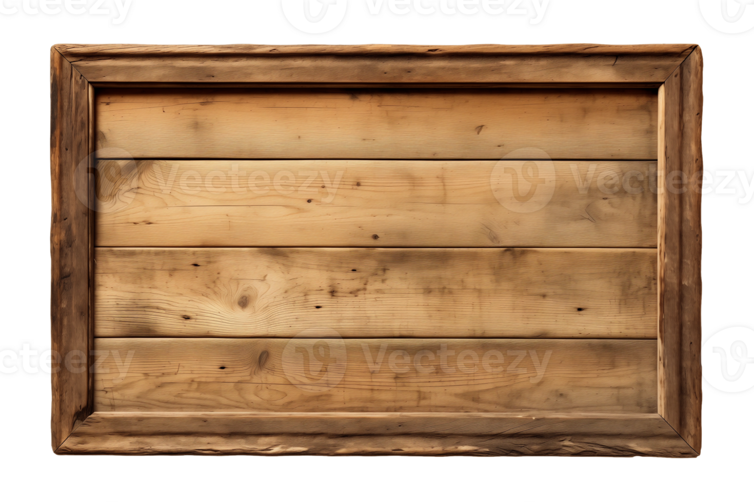 AI generated a rectangular wooden signboard, plate, plank, frame isolated on a transparent background, PNG