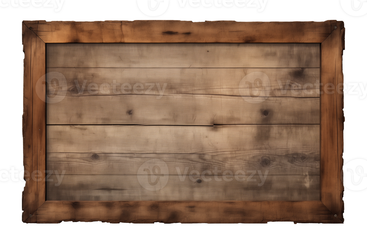 AI generated a rectangular wooden signboard, plate, plank, frame isolated on a transparent background, PNG